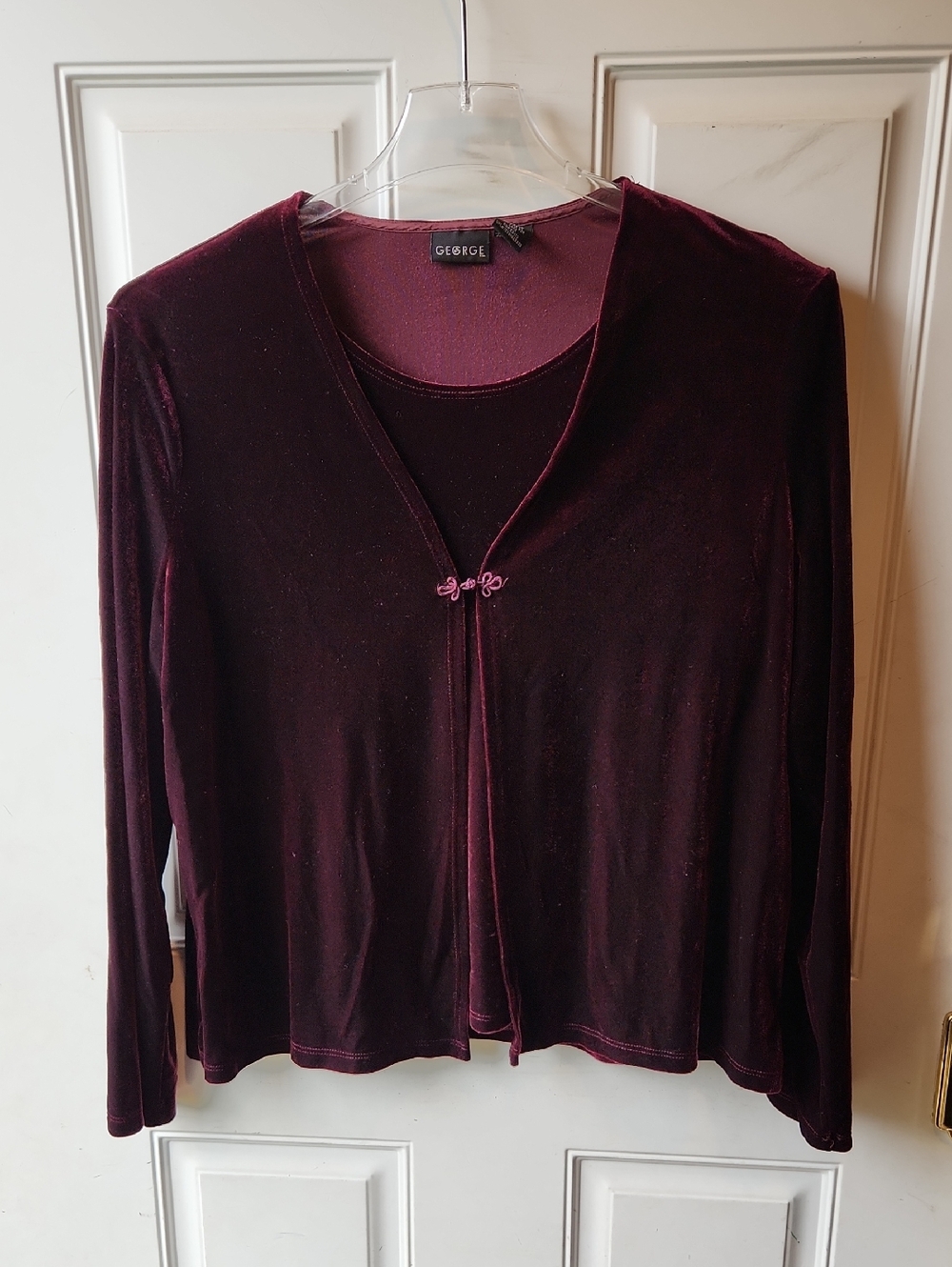 George Velvet Layered Top - Burgundy Size XL